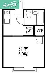 シャルマンB 1Kの間取図画像