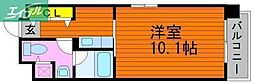 AXiS伊島 1Kの間取図画像