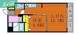 JRBハイツ岡山 1LDKの間取図画像