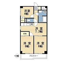コウヤビル 3DKの間取図画像