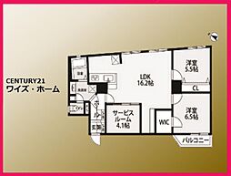 パークハイツ築地 2SLDKの間取図画像