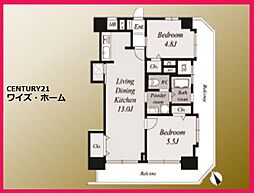 青葉台フラワーマンション 2LDKの間取図画像