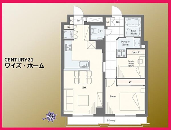 【間取り図】　1LDK