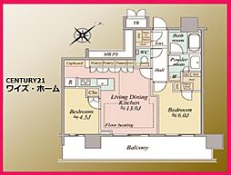 パークシティ武蔵小山ザタワー 2LDKの間取図画像
