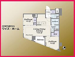 クリオラベルヴィ不動前グランクラス 2LDKの間取図画像
