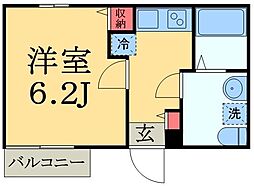 プレシャスアース稲毛区稲毛 3階1Kの間取り