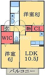 サキクサノ郷 2階2LDKの間取り