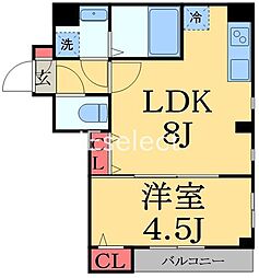 ガーネットコート2 4階1LDKの間取り