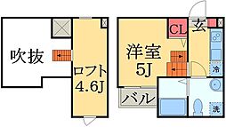 Ｃｏｎｎｅ（コンネ） 2階1Kの間取り