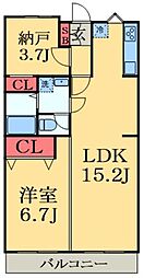 セントラルパーク幕張本郷 1階2LDKの間取り