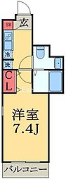 クリスタル 1Kの間取図画像