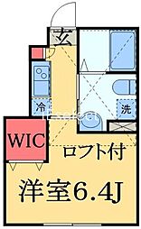 ハーモニックプレイス 1Kの間取図画像