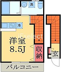 ハーモニックプレイス ワンルームの間取図画像