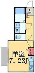 アフェット院内2 ワンルームの間取図画像
