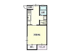 フォレストハウス 1階1Kの間取り
