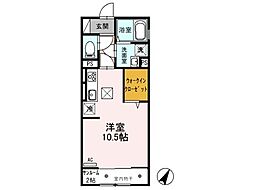 プランドール B棟 2階ワンルームの間取り