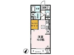 プランドール B棟 1階ワンルームの間取り