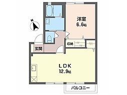 アペックスB 1LDKの間取図画像