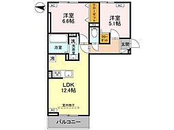 ルノン 2LDKの間取図画像