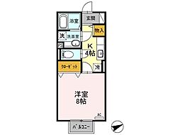 セジュールモナリエA 1Kの間取図画像