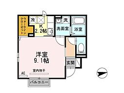 プリマクラッセ 1Kの間取図画像