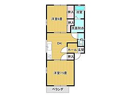 インデペンデントハイツA 2DKの間取図画像