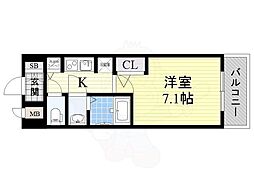 S-RESIDENCE新大阪駅前 13階1Kの間取り