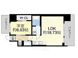 JR東海道・山陽本線 東淀川駅 徒歩8分の賃貸マンション 8階1LDKの間取り