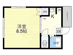 ハウス道正 2階1Kの間取り