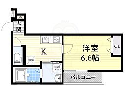 フジパレス下新庄駅東1番館 1階1Kの間取り