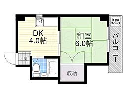スイートハイツ 1DKの間取図画像