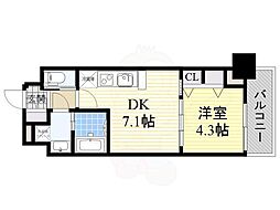 スプランディッド新大阪キャトル 1DKの間取図画像