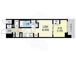 シティカレント新大阪 1LDKの間取図画像