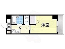 ノルデンハイム淡路D棟 1Kの間取図画像