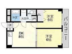 第二高光マンション 2DKの間取図画像