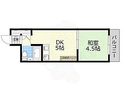 シャンボール第3新大阪 1DKの間取図画像