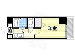 ノルデンハイム淡路D棟 1Kの間取図画像