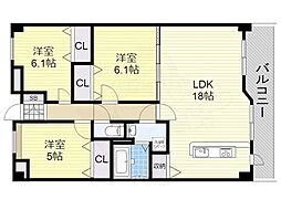 シャトー桃山台 3LDKの間取図画像