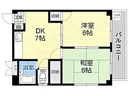 大桐小谷マンション 2DKの間取図画像