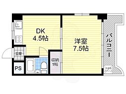 ハイツメルローズ 1DKの間取図画像