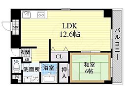 ラフィネ淀川 1LDKの間取図画像