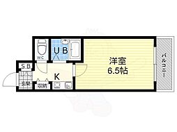 第5国本エレガンス新大阪 1Kの間取図画像