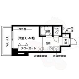 キャッスル北沢新大阪 ワンルームの間取図画像