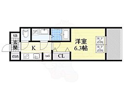 スプランディッド新大阪DUE 1Kの間取図画像