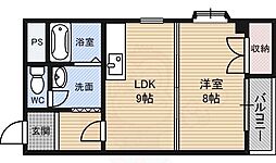 グランドハイツユタカ 1LDKの間取図画像