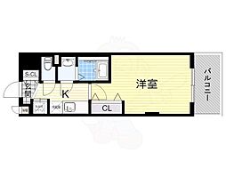 Luxe新大阪α 1Kの間取図画像