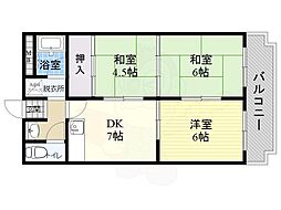 三番町マンション 3DKの間取図画像