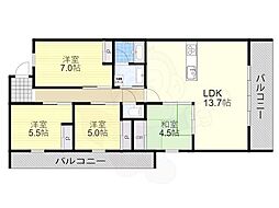 ブランズシティ上新庄 4LDKの間取図画像
