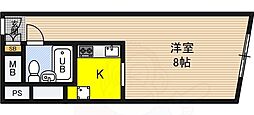 チサン第8新大阪 1Kの間取図画像