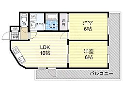 ヴィラエスポアール 2LDKの間取図画像